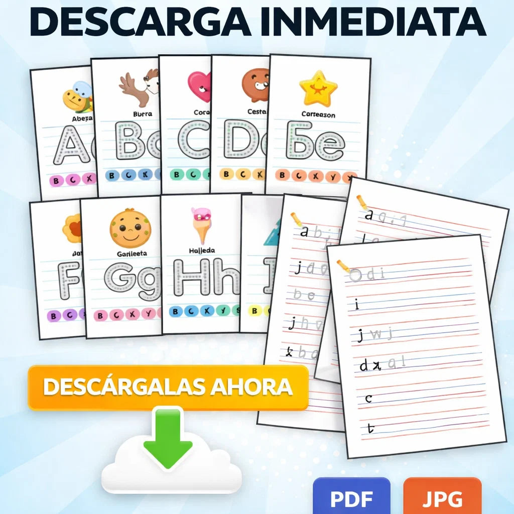 ✏️ Fichas para aprender a escribir: Cursiva + Abecedario completo